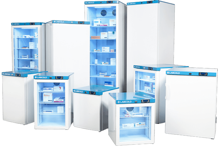 Labcold pharmacy fridges group photo showing all pharmacy fridges